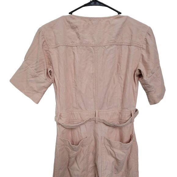 Madewell Top Stitched Coverall Belt Button Jumpsuit Bashful Pink Women Sz 00 - Picture 6 of 12